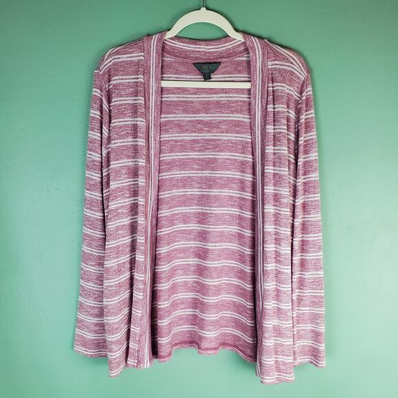 Mix by 41 Hawthorn Pink Striped Open Front Long Sleeve Cardigan Size XL - Picture 1 of 4